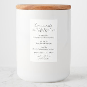 Homemade Handcrafted Vanilla Extract Instruction Food Label