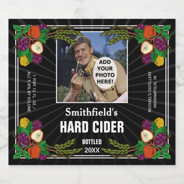 Homemade Hard Blackberry Apple Cider Custom Black Beer Bottle Label (Single Label)