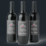 Homemade Holiday Liqueur Wine Chalkboard Christmas Wine Label<br><div class="desc">Add your custom name and information to this elegant wine bottle label. It has a chalkboard art look Christmas holly with leaves and berries. This is fully customizable--you can add, delete, move, or change anything. ----- It says Homemade Holiday Liqueur, from the Kitchen of Your Name, Keep Refrigerated. Simply replace...</div>