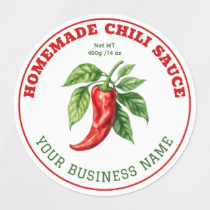 Homemade Hot Chili Sauce Product Label