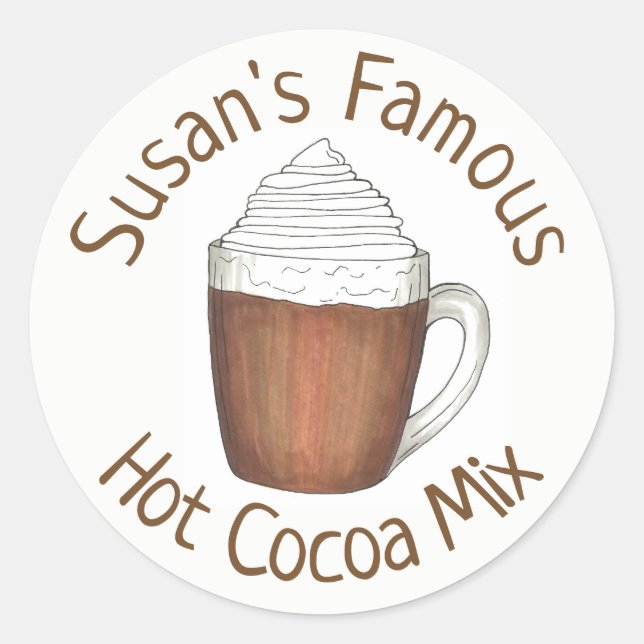 Homemade Hot Chocolate Cocoa Mix Personalized Classic Round Sticker (Front)