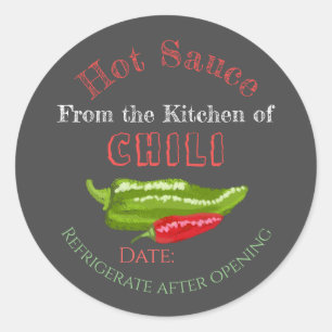 Homemade Hot Sauce Chili Peppers Chalkboard Art  Classic Round Sticker