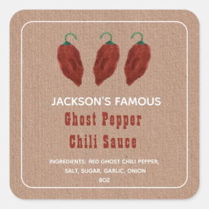 Homemade Hot Sauce Ghost Pepper Chili Sauce Label