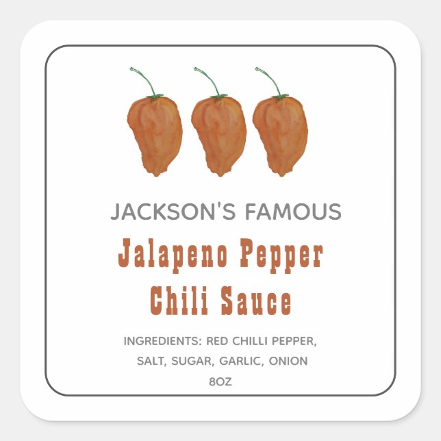 Homemade Hot Sauce Jalapen Pepper Chili Sauce  Lab Square Sticker (Front)