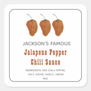 Homemade Hot Sauce Jalapen Pepper Chili Sauce  Lab Square Sticker