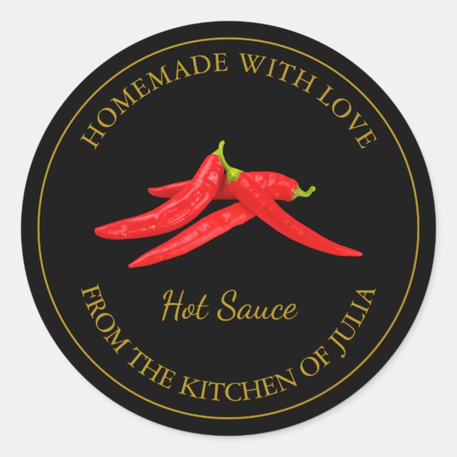 Homemade Hot Sauce Label | Black (Front)