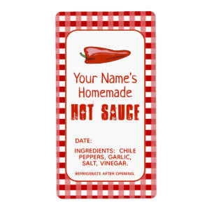 Homemade Hot Sauce Label Chili Pepper Personalized