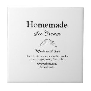 Homemade ice cream add ingredients made with love  tile
