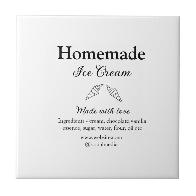 Homemade ice cream add ingredients made with love  tile (Front)