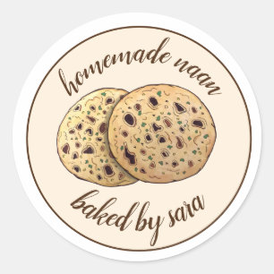 Homemade Indian Naan Bread Baked Made By Classic Round Sticker