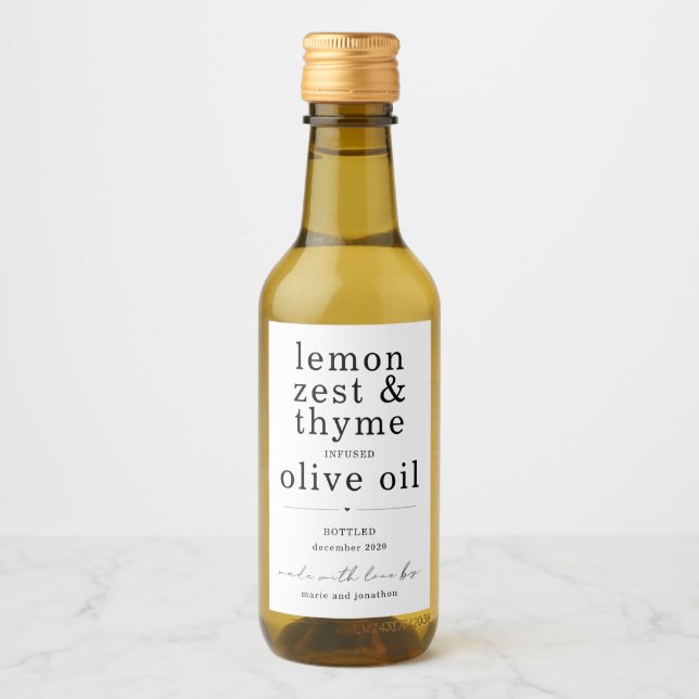 Homemade Infused Olive Oil Label - Three Lines (Front)
