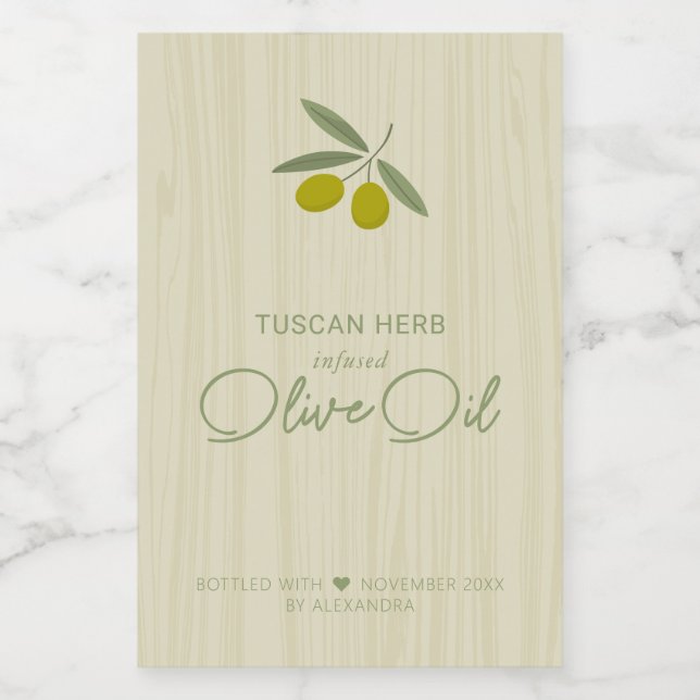 Homemade Infused Olive Oil Wine Label (Single Label)