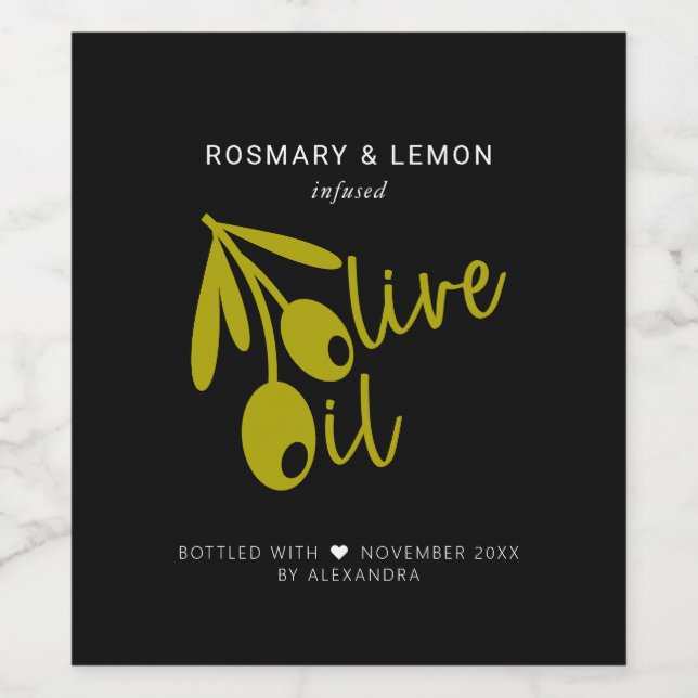 Homemade Infused Olive Oil Wine Label (Single Label)