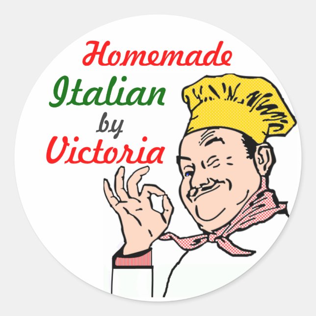 Homemade Italian Chef-Personalize It! Classic Round Sticker (Front)