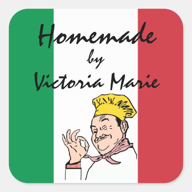 Homemade Italian Food Personalized Square Sticker (Front)