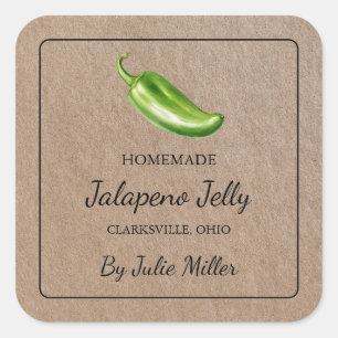 Homemade Jalapeno Jelly Square Kraft Paper Label