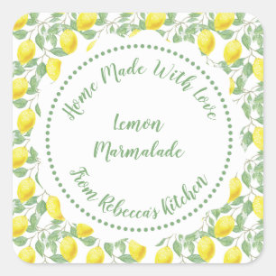 Homemade Jam Canning Label  Lemon Pattern