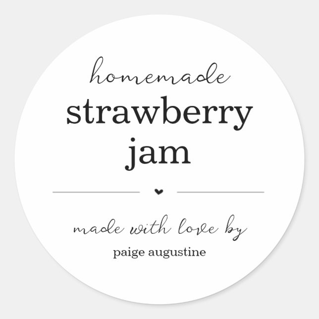 Homemade Jam / Food Canning Jar Gift Label Sticker (Front)