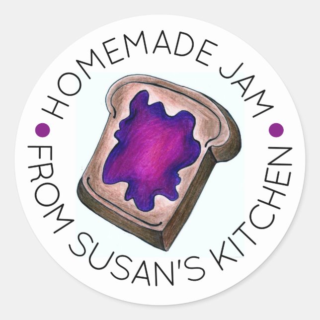 Homemade Jam Jelly Fruit Preserves Made By Kitchen Classic Round Sticker (Front)