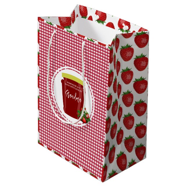 Homemade Jam Label Sticker Editable Medium Gift Bag (Back Angled)