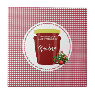 Homemade Jam Red and White Gingham Editable Label Tile