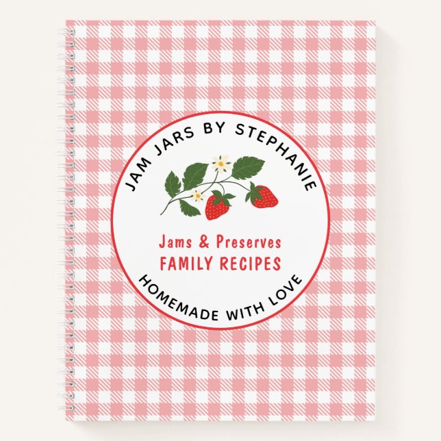 Homemade Jams Preserves Red Plaid Recipe Notebook (Front)