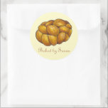 Homemade Jewish Challah Bread Loaf Baked By Classic Round Sticker<br><div class="desc">Stickers feature an original challah bread illustration. Simply personalize with the baker's name,  and let everyone know that your creations have been baked with love!

Don't see what you're looking for? Need help with customization? Contact Rebecca to have something designed just for you.</div>