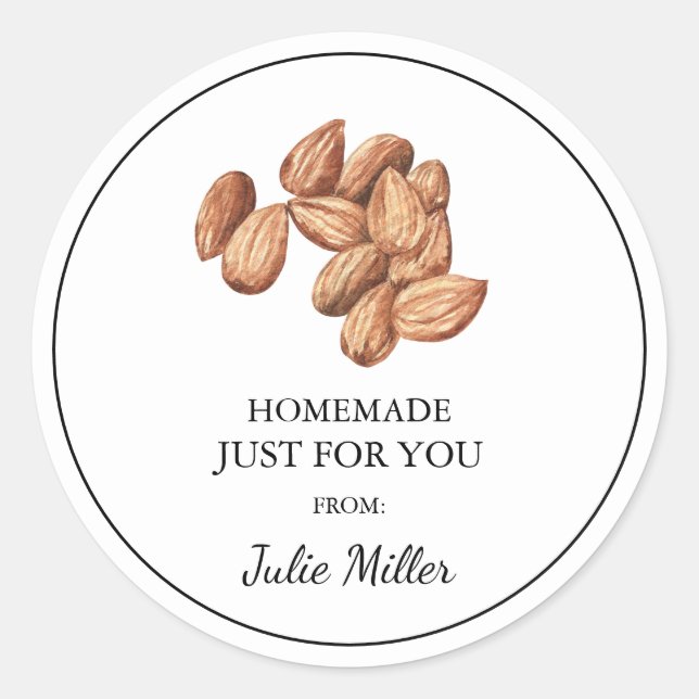 Homemade just for you almond label (Front)