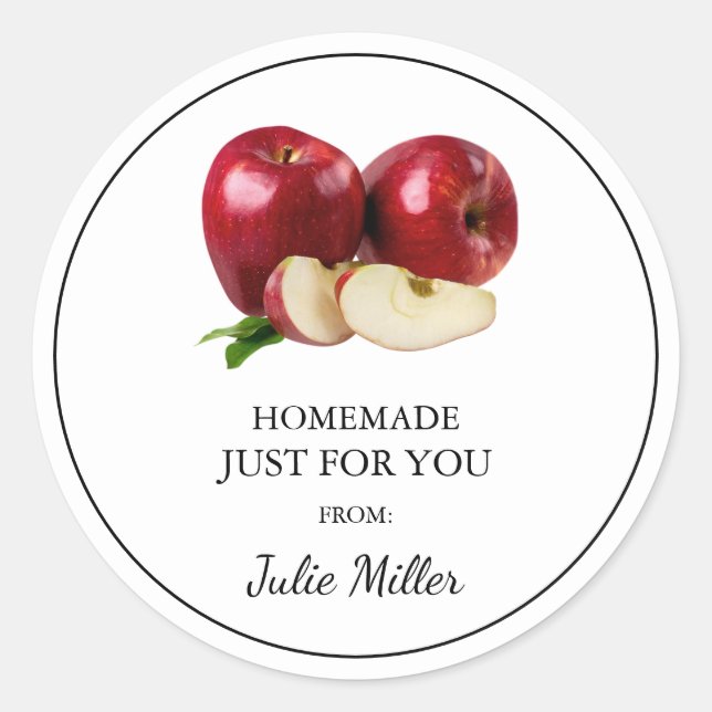 Homemade just for you apple label (Front)