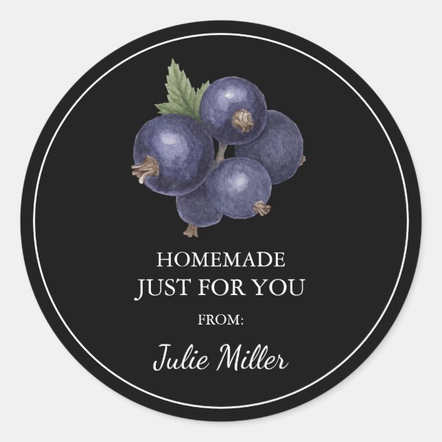Homemade just for you blackcurrant label (Front)