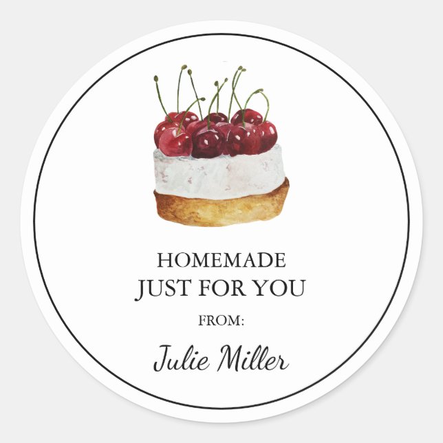 Homemade just for you cake label (Front)