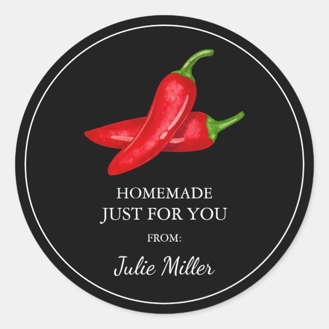 Homemade just for you chili label (Front)