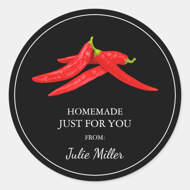 Homemade just for you chili label (Front)