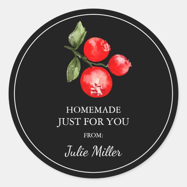 Homemade just for you cranberry label (Front)