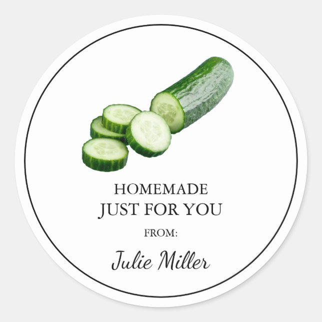 Homemade just for you cucumber label (Front)