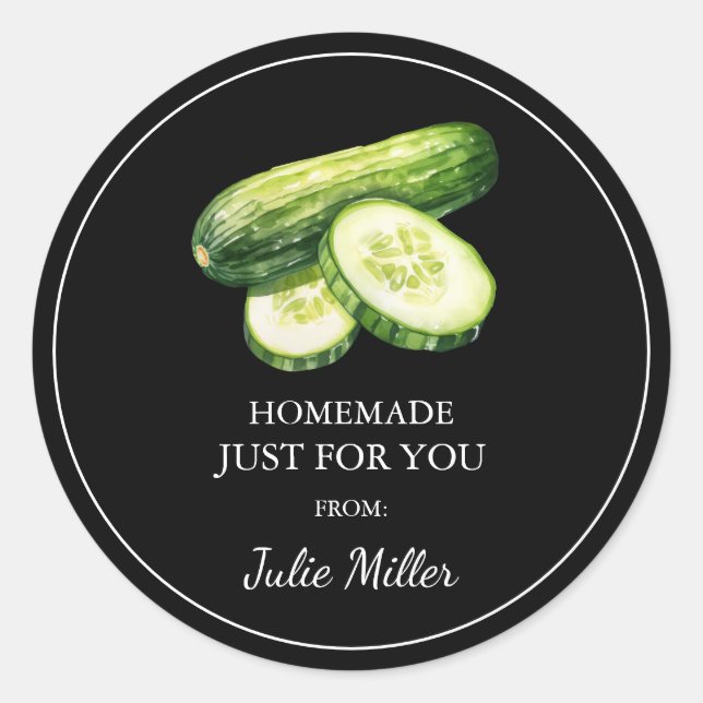 Homemade just for you cucumber label (Front)