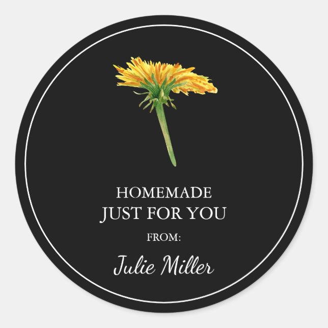 Homemade just for you dandelion label (Front)