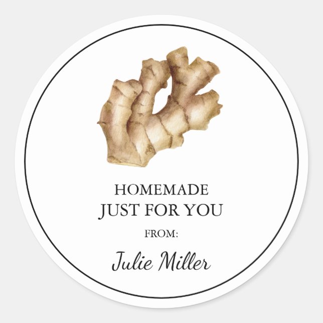 Homemade just for you ginger root label (Front)