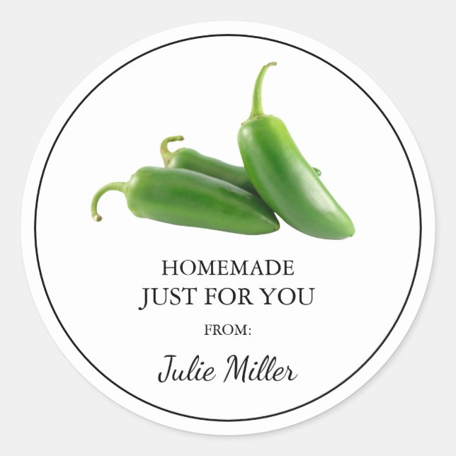 Homemade just for you jalapeno label (Front)