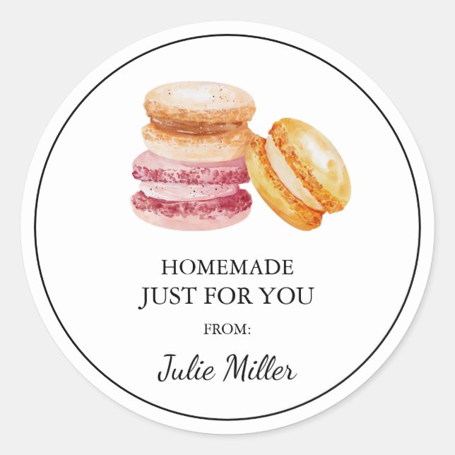Homemade just for you macarons label (Front)
