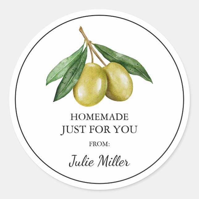 Homemade just for you olive label (Front)
