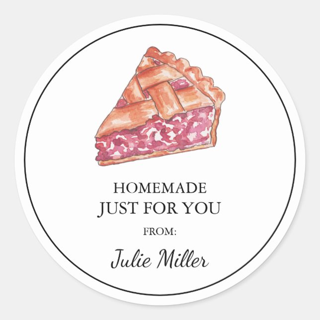 Homemade just for you pie label (Front)