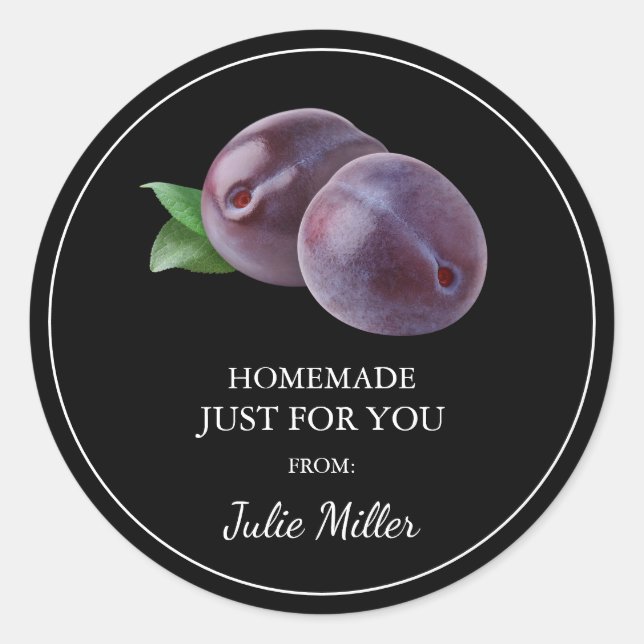 Homemade just for you plum label (Front)