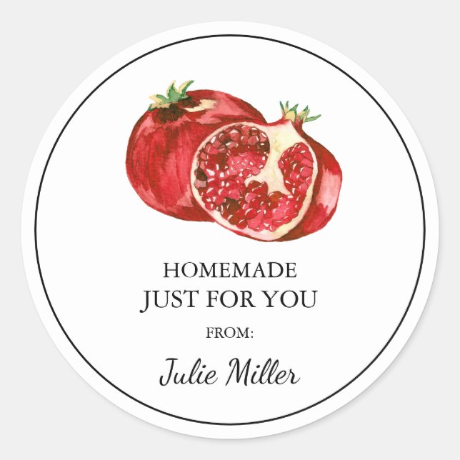 Homemade just for you pomegranate label (Front)