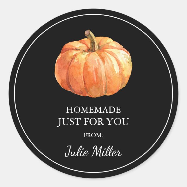 Homemade just for you pumpkin label (Front)
