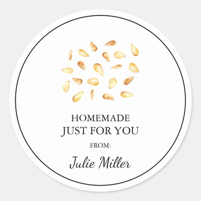 Homemade just for you sesame seed label (Front)