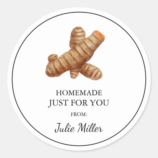 Homemade just for you turmeric label (Front)