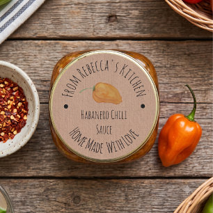 Homemade Kraft Paper Habanero Chili Sauce Classic Round Sticker