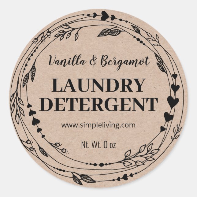 Homemade Kraft Scented Laundry Detergent Labels (Front)