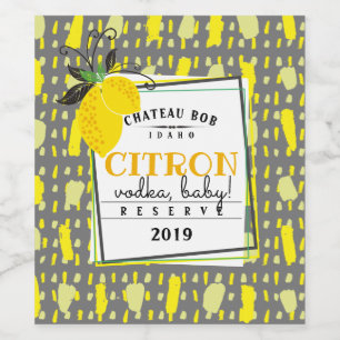 Homemade lemon citrus wine personalized label